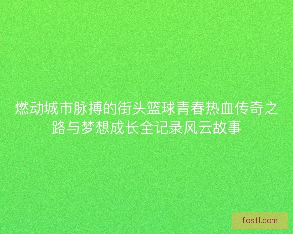 燃动城市脉搏的街头篮球青春热血传奇之路与梦想成长全记录风云故事