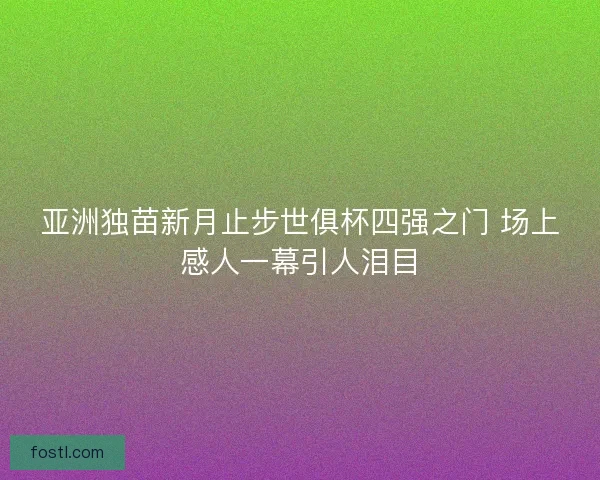 亚洲独苗新月止步世俱杯四强之门 场上感人一幕引人泪目